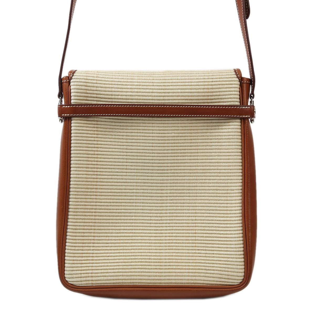[中古] HERMÈS 愛馬仕 單肩包 棕色 馬毛編織 馬鞍皮 銀扣 - 3