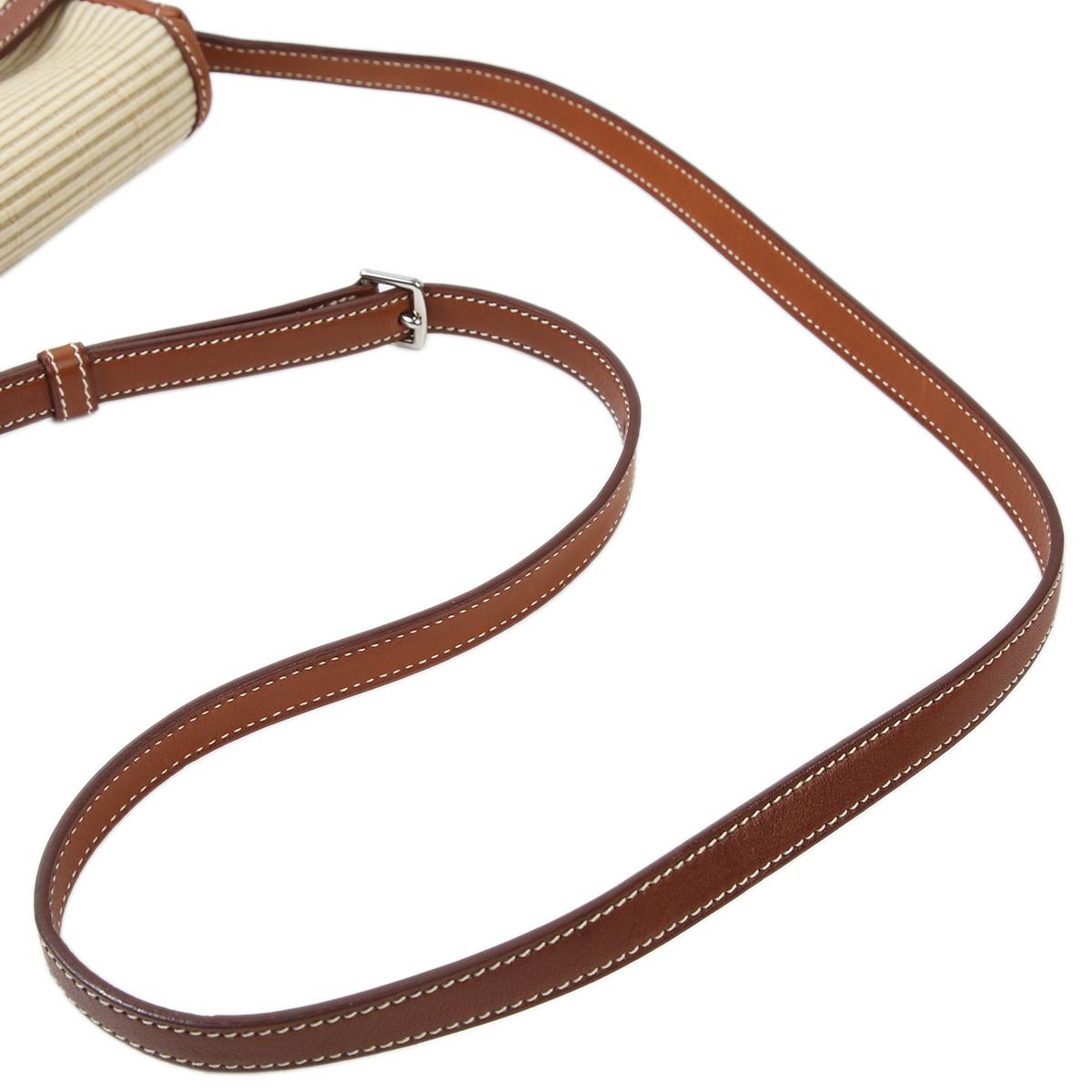[中古] HERMÈS 愛馬仕 單肩包 棕色 馬毛編織 馬鞍皮 銀扣 - 6