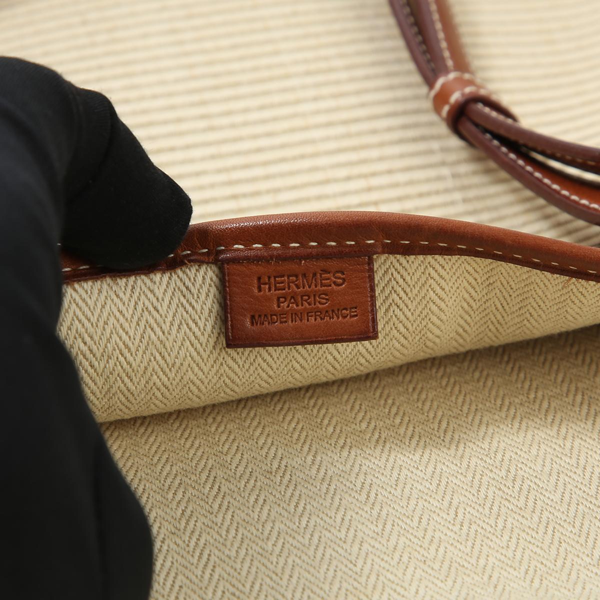 [中古] HERMÈS 愛馬仕 單肩包 棕色 馬毛編織 馬鞍皮 銀扣 - 13