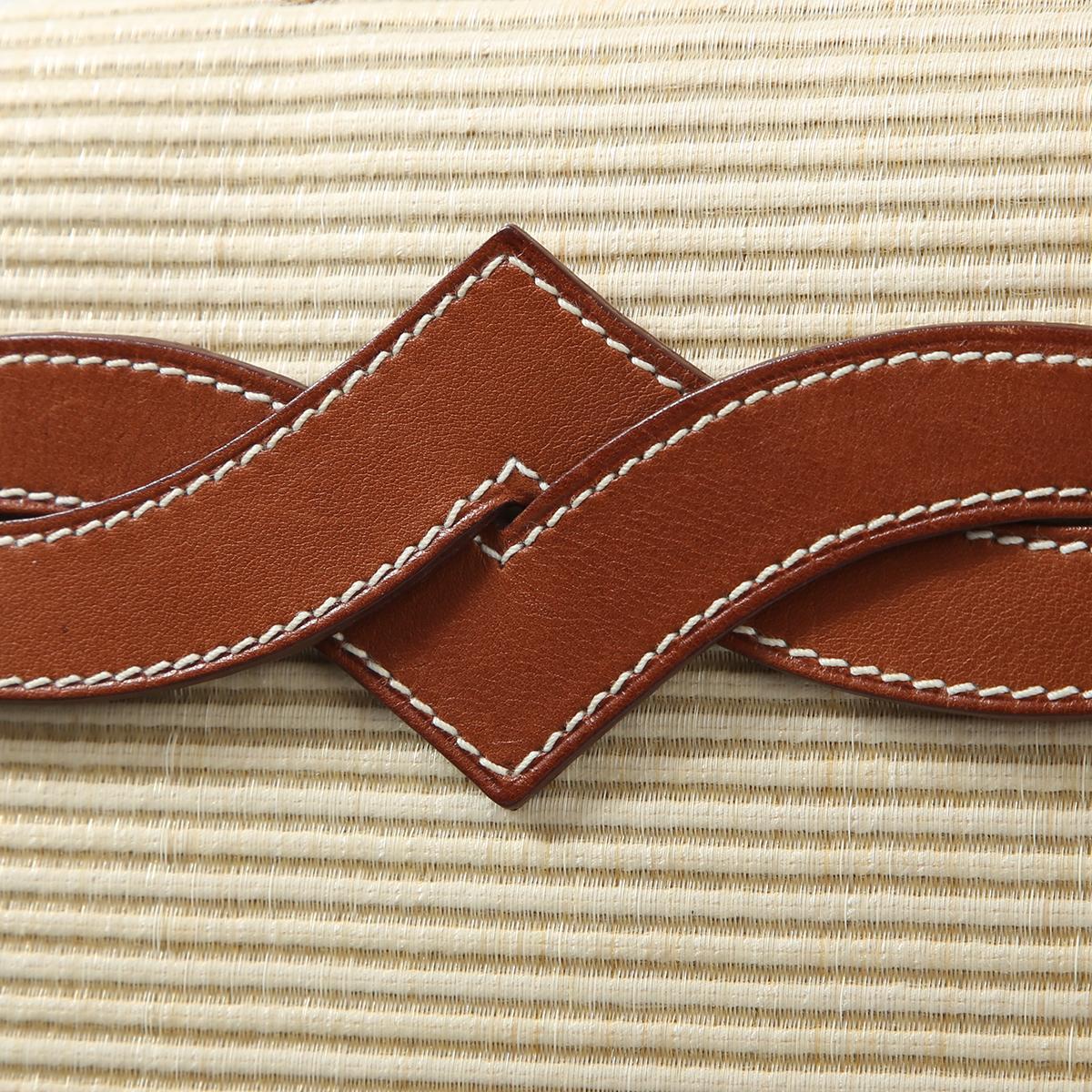 [中古] HERMÈS 愛馬仕 單肩包 棕色 馬毛編織 馬鞍皮 銀扣 - 12