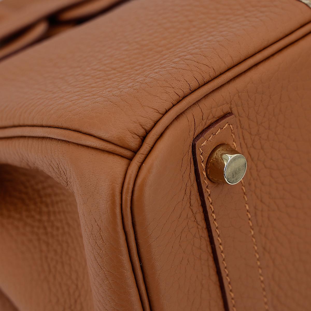 HERMÈS Limited Edition Birkin Club 30 handbag in Gold and Marron d'Inde  Clemence leather and Ficelle Lizard with Permabrass hardware - 8
