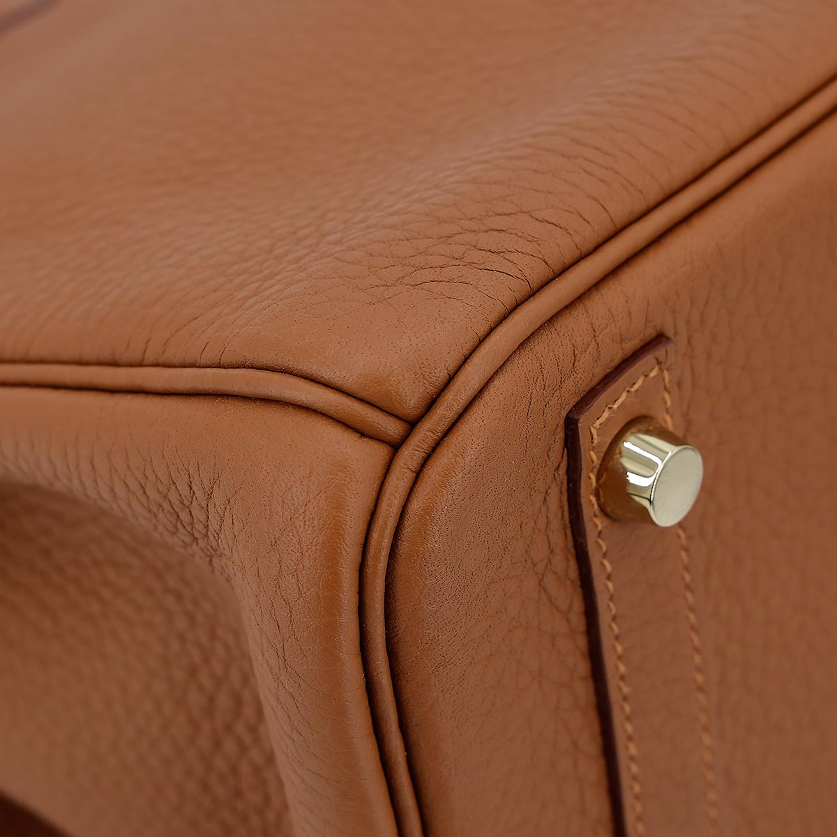 HERMÈS Limited Edition Birkin Club 30 handbag in Gold and Marron d'Inde  Clemence leather and Ficelle Lizard with Permabrass hardware - 10