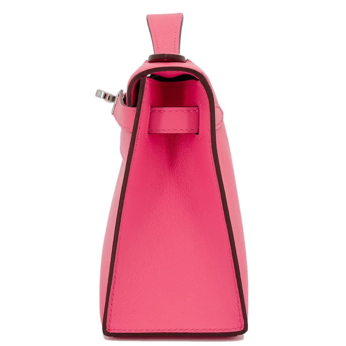 HERMÈS Kelly Pochette clutch in Rose Azalee Swift leather with Palladium hardware - 4