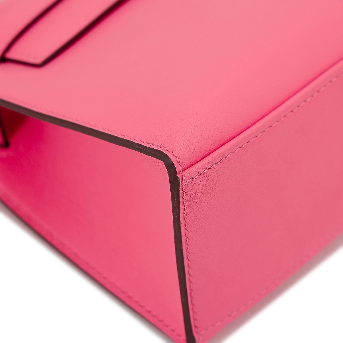 HERMÈS Kelly Pochette clutch in Rose Azalee Swift leather with Palladium hardware - 8