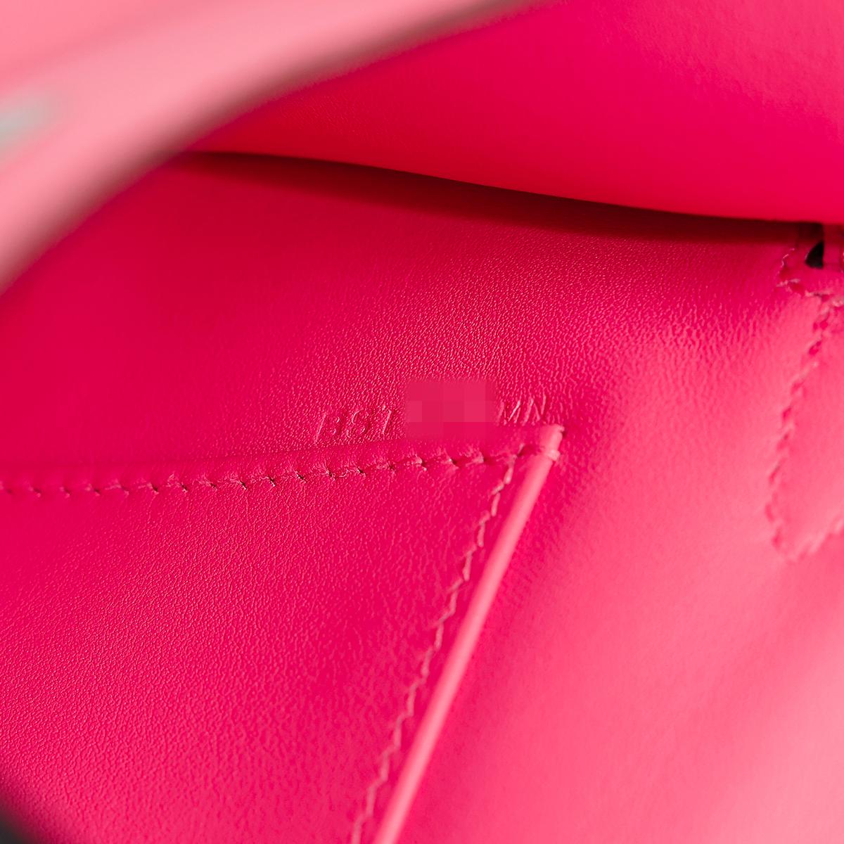 HERMÈS Kelly Pochette clutch in Rose Azalee Swift leather with Palladium hardware - 18