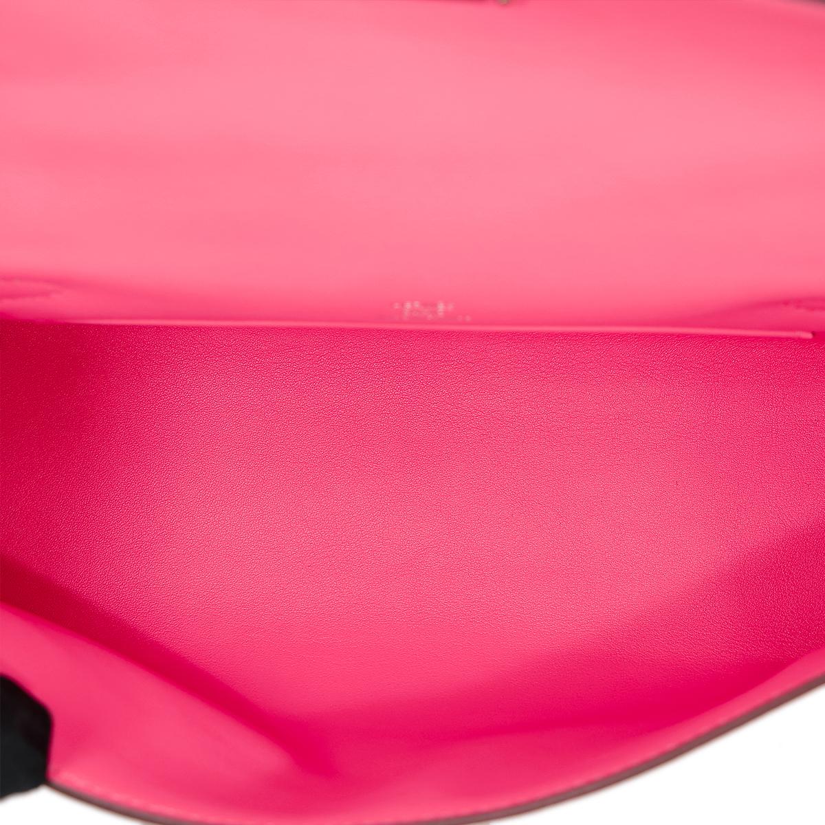HERMÈS Kelly Pochette clutch in Rose Azalee Swift leather with Palladium hardware - 17