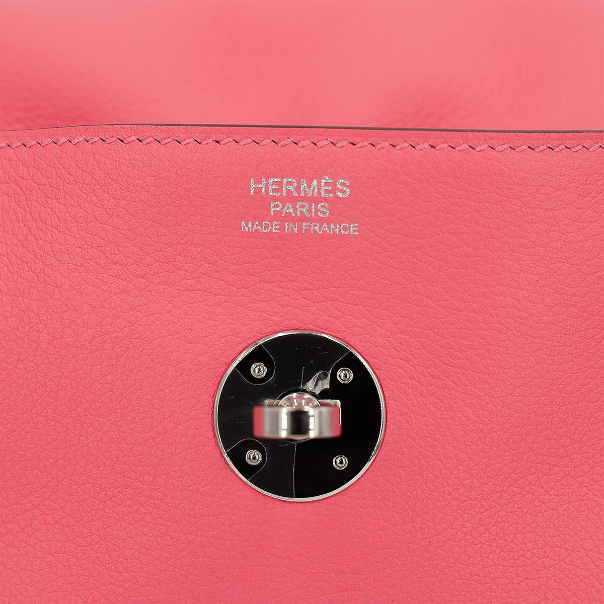 [中古] HERMÈS 愛馬仕 Lindy 30 單肩包 8W Rose Azalee 脣膏粉 Evercolor皮 銀扣 - 17
