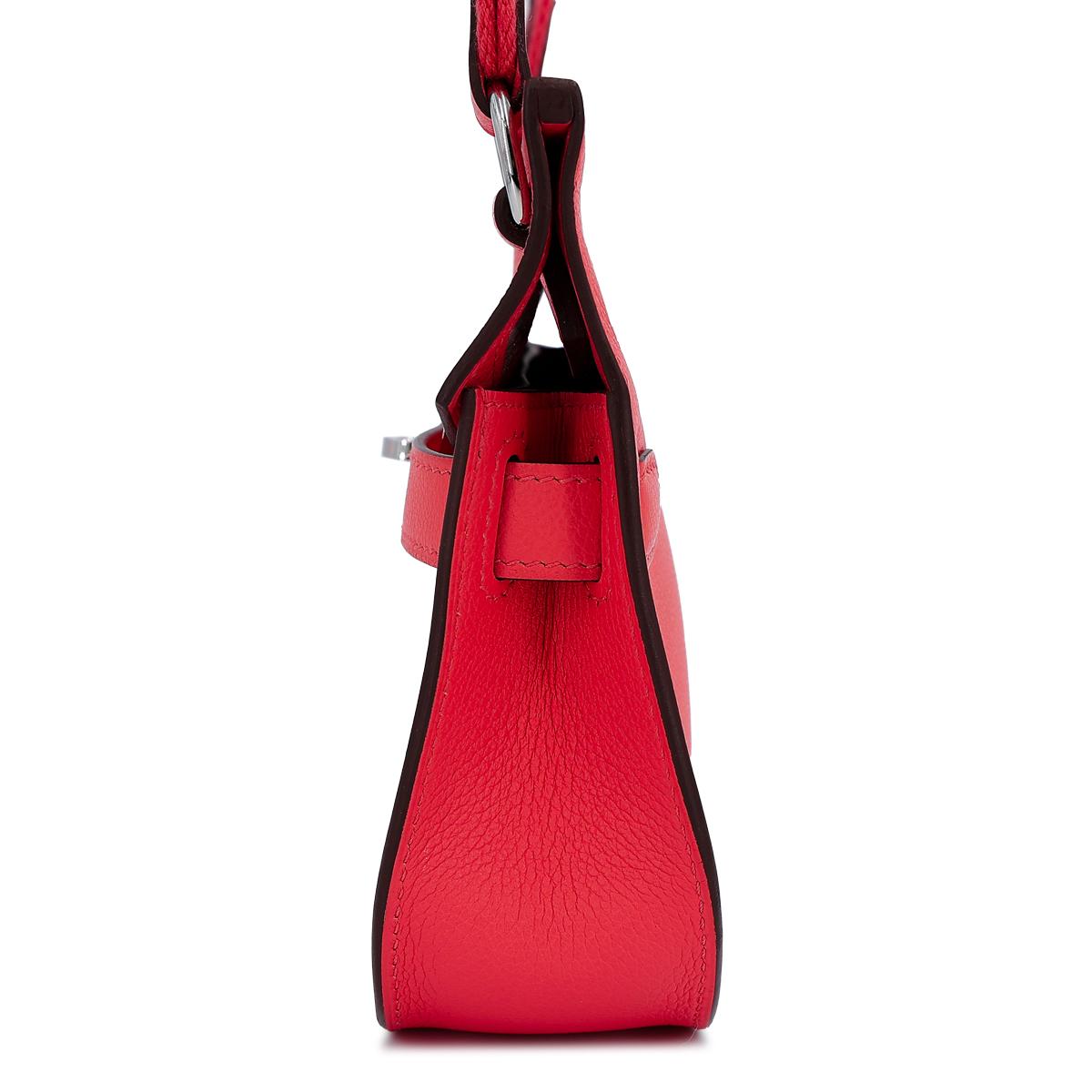 HERMÈS Jypsiere Mini shoulder bag in Rose Texas Evercolor leather with Palladium hardware - 5