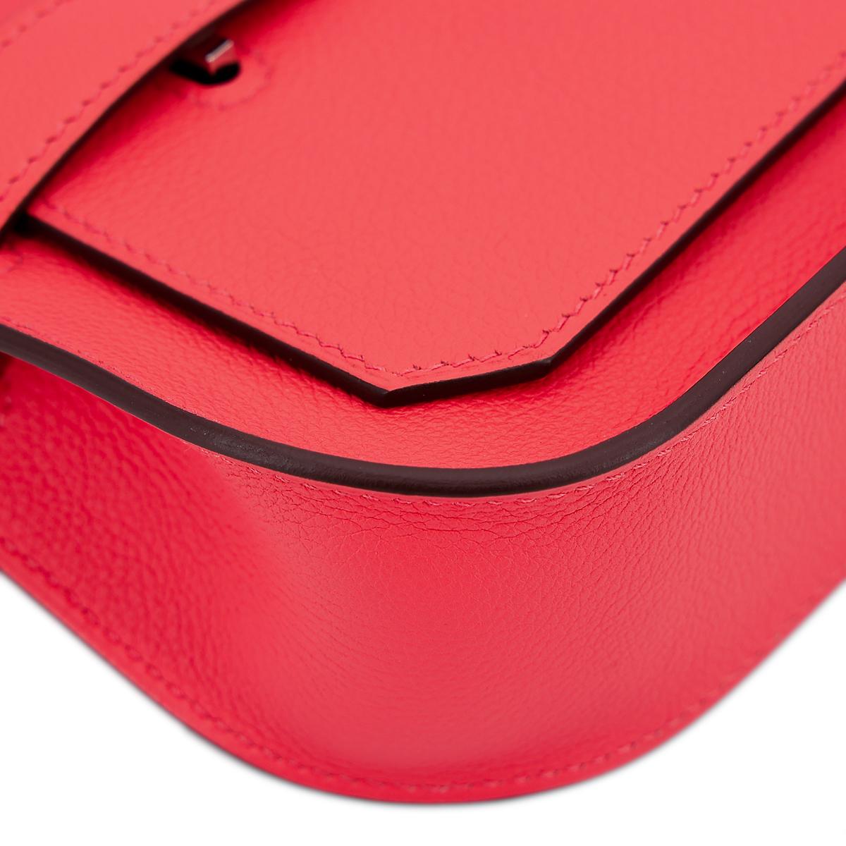 HERMÈS Jypsiere Mini shoulder bag in Rose Texas Evercolor leather with Palladium hardware - 11
