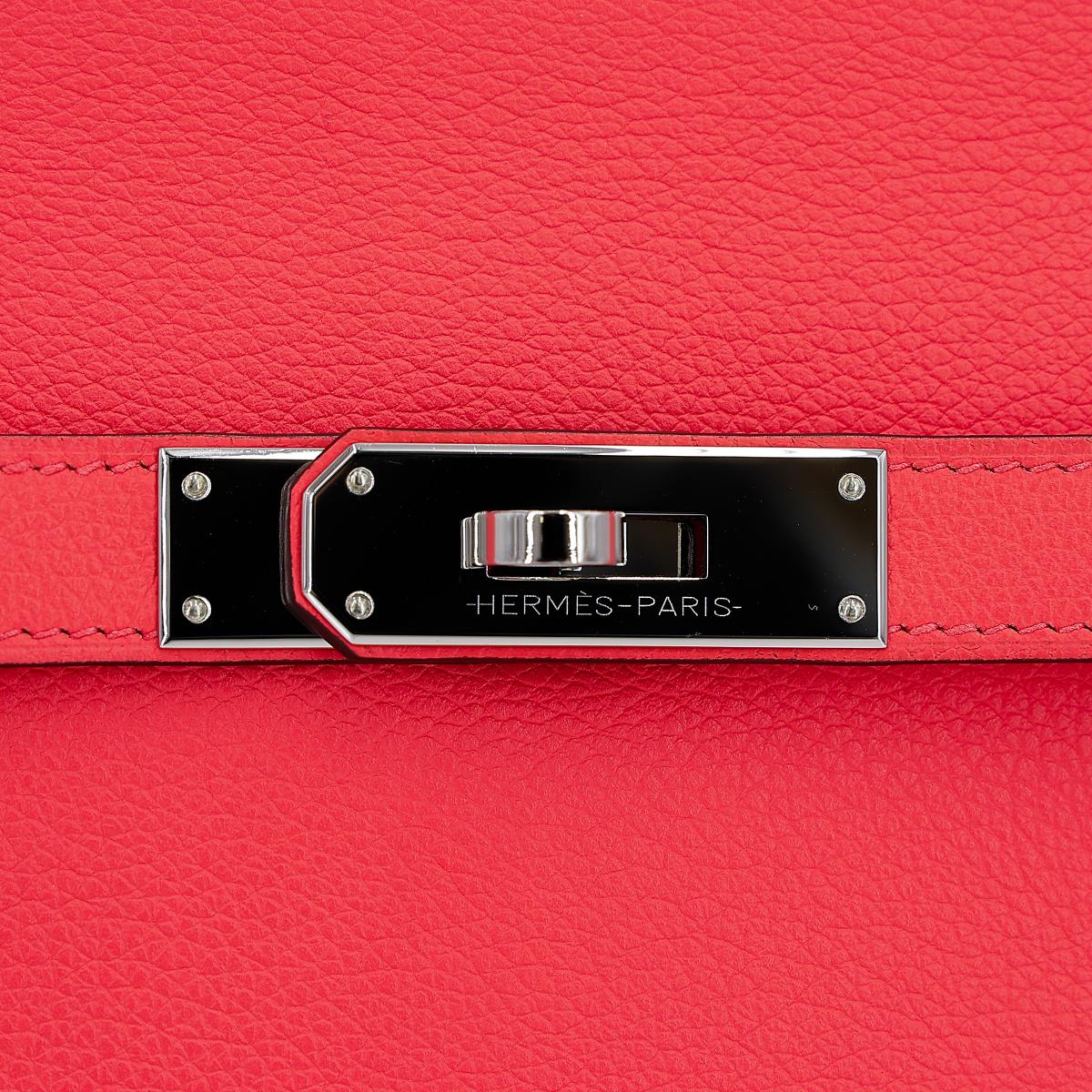 HERMÈS Jypsiere Mini shoulder bag in Rose Texas Evercolor leather with Palladium hardware - 12