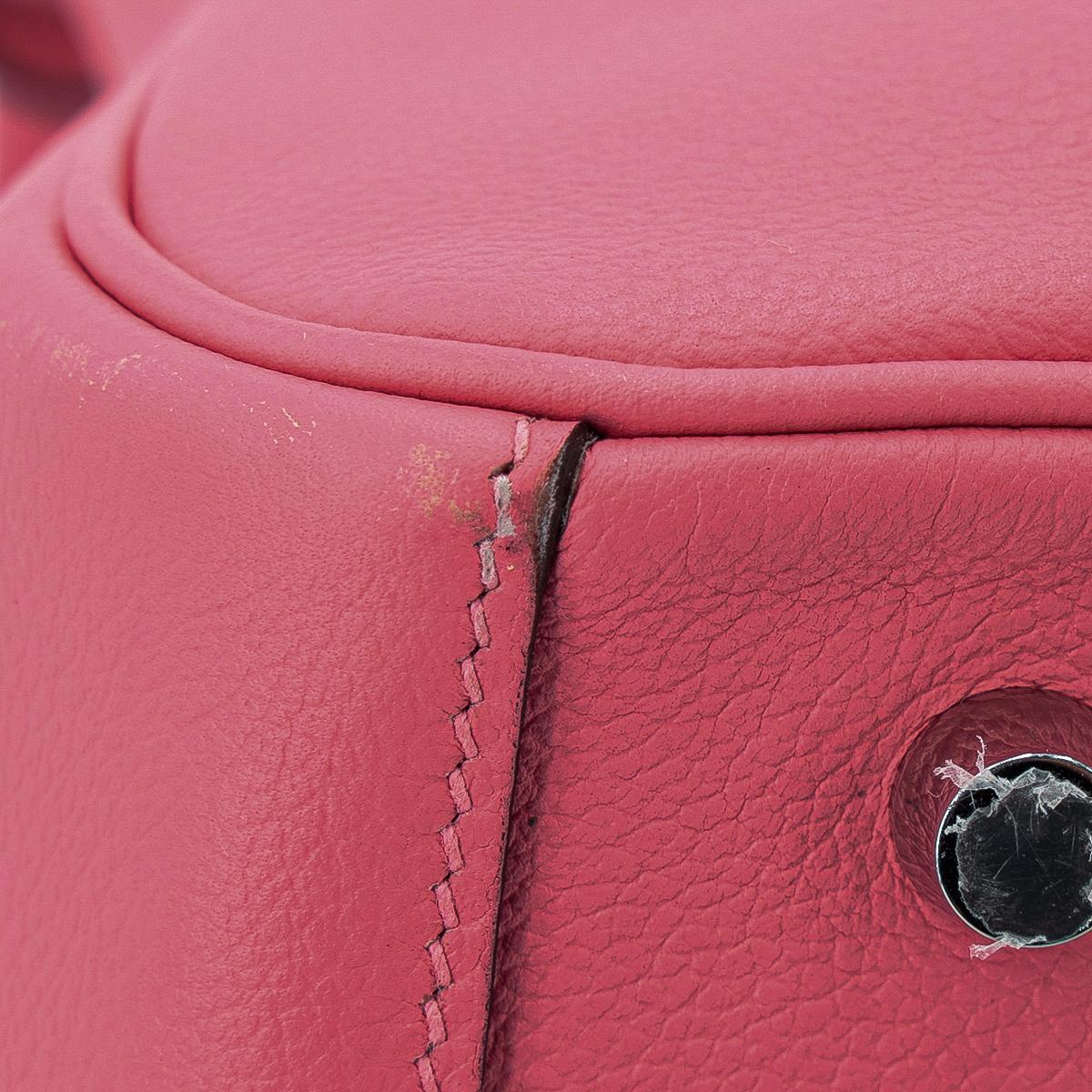 [中古] HERMÈS 愛馬仕 Lindy 30 單肩包 8W Rose Azalee 脣膏粉 Evercolor皮 銀扣 - 16