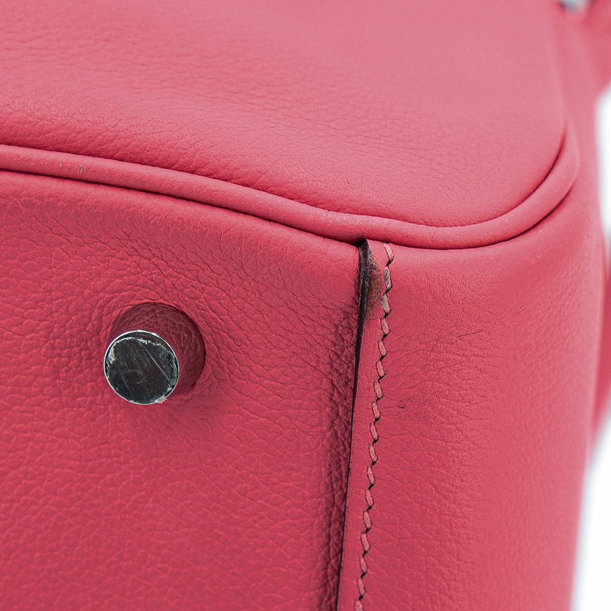 [中古] HERMÈS 愛馬仕 Lindy 30 單肩包 8W Rose Azalee 脣膏粉 Evercolor皮 銀扣 - 17
