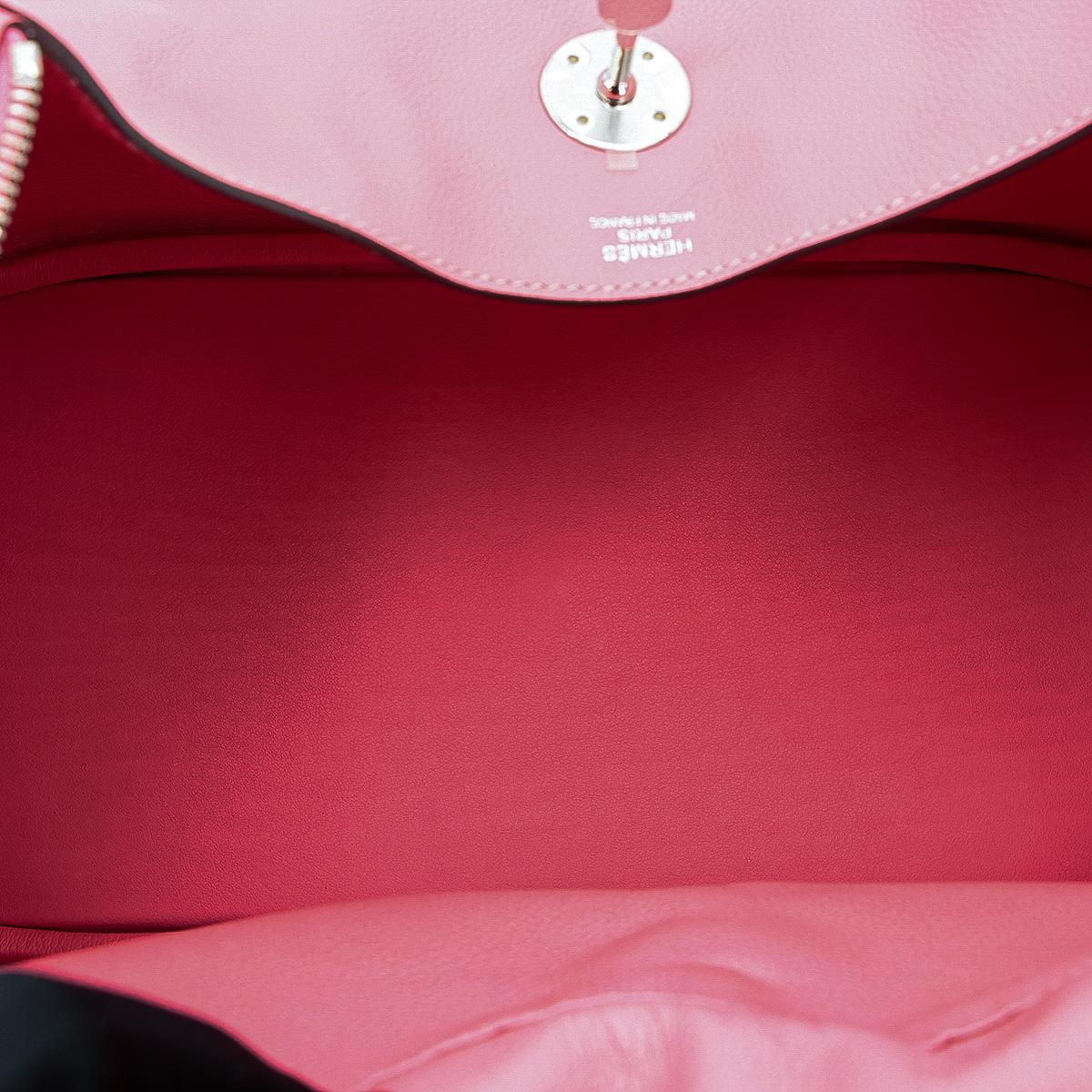 [中古] HERMÈS 愛馬仕 Lindy 30 單肩包 8W Rose Azalee 脣膏粉 Evercolor皮 銀扣 - 21