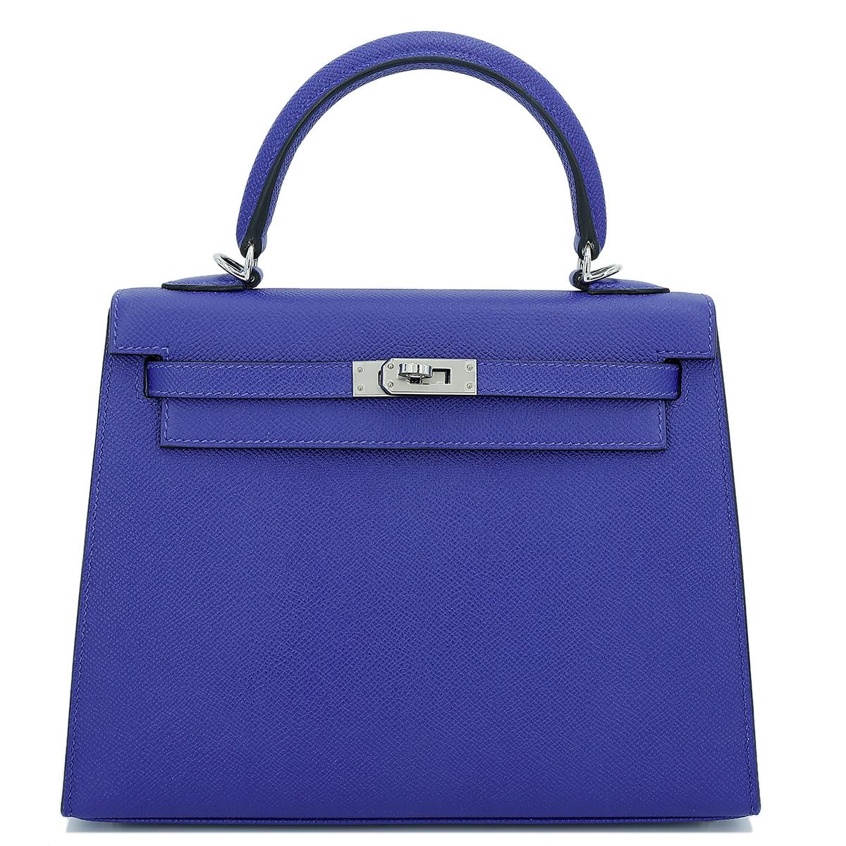 HERMÈS Kelly 25 Sellier handbag in Blue Electric Epsom leather with Palladium hardware - 1