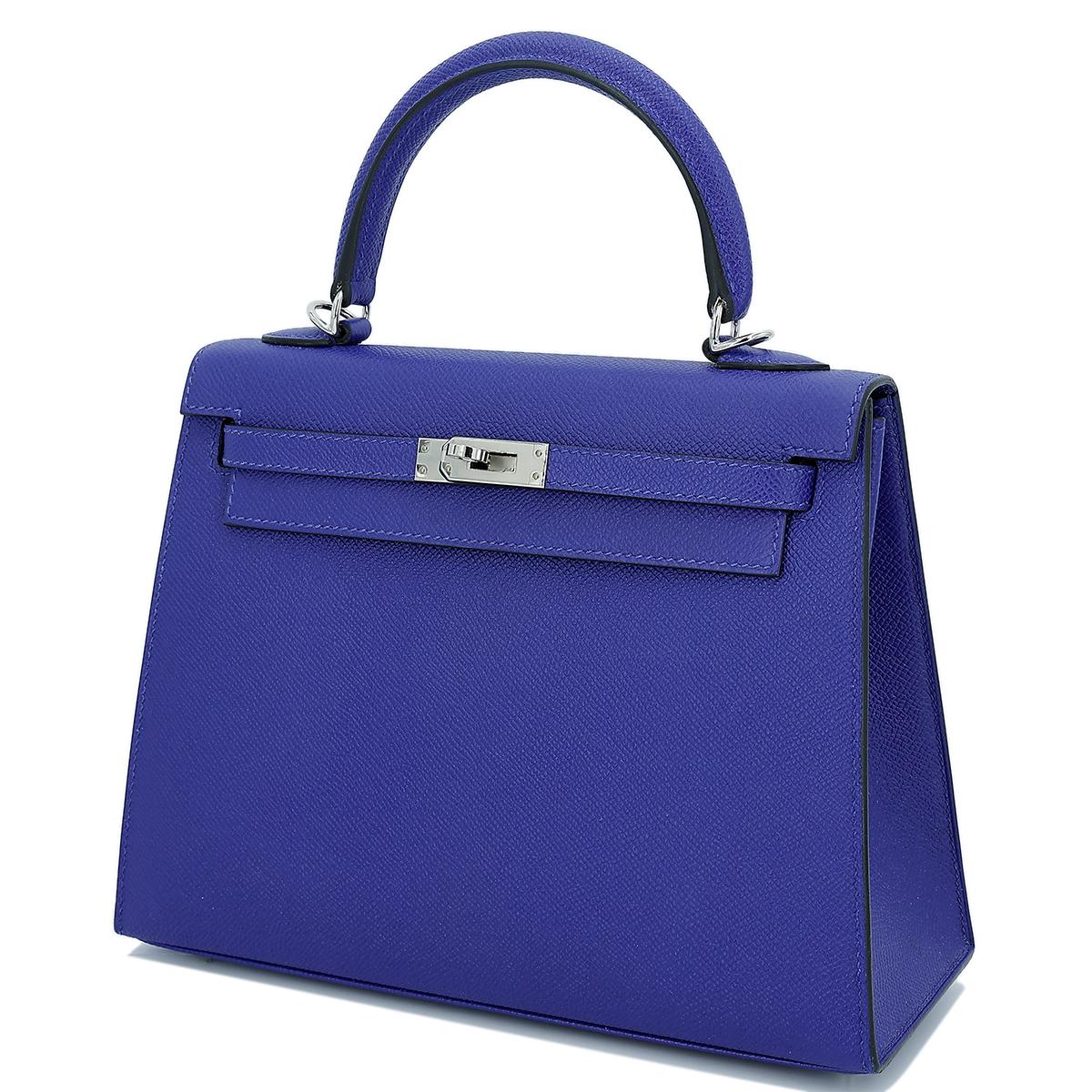 HERMÈS Kelly 25 Sellier handbag in Blue Electric Epsom leather with Palladium hardware - 2