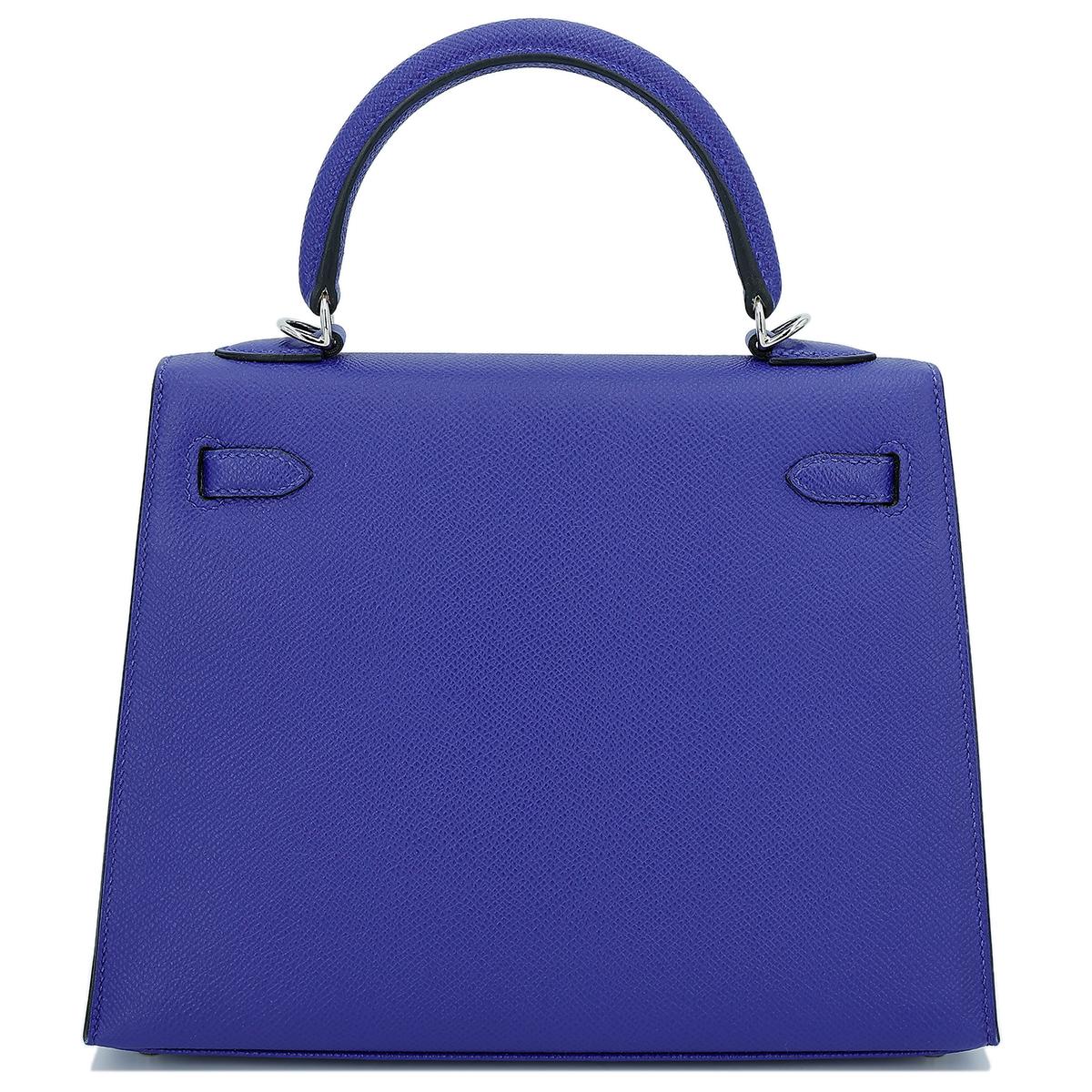 HERMÈS Kelly 25 Sellier handbag in Blue Electric Epsom leather with Palladium hardware - 3