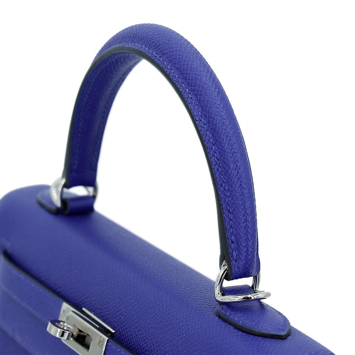 HERMÈS Kelly 25 Sellier handbag in Blue Electric Epsom leather with Palladium hardware - 6