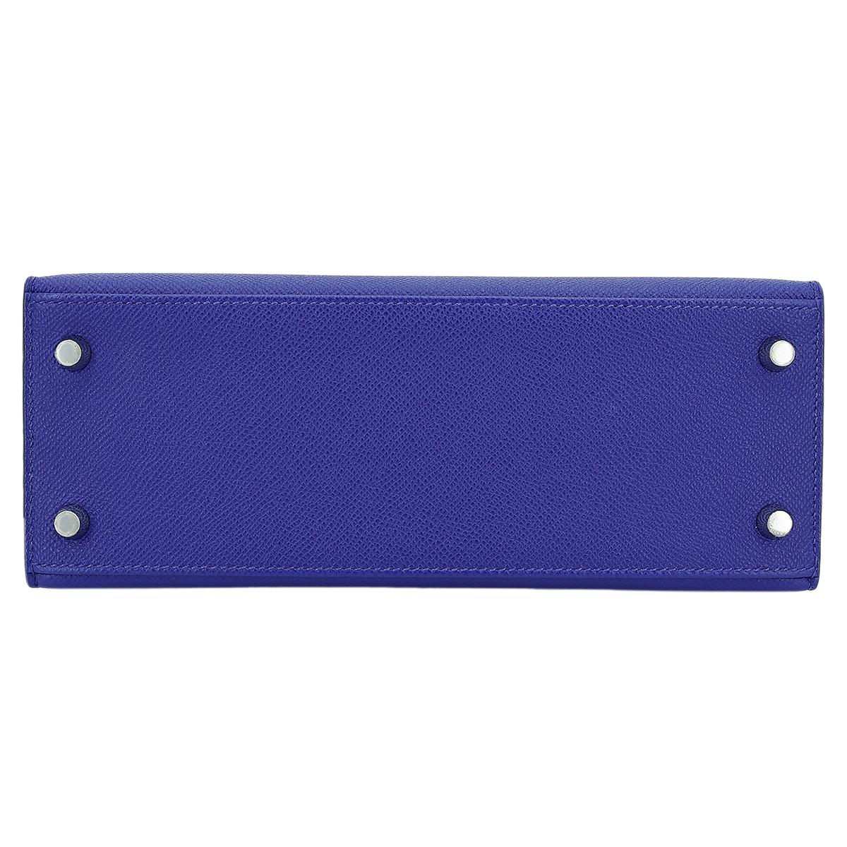 HERMÈS Kelly 25 Sellier handbag in Blue Electric Epsom leather with Palladium hardware - 7