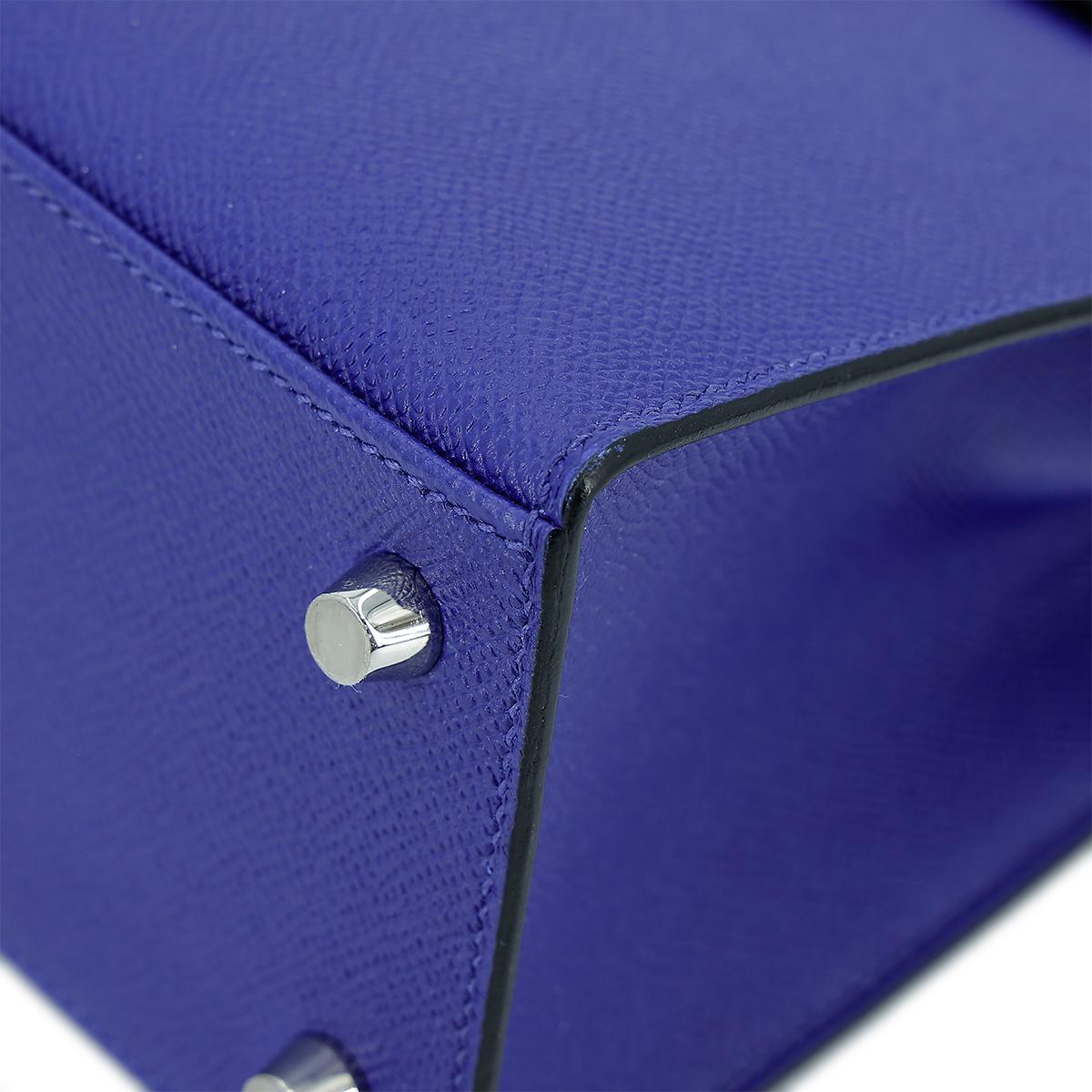 HERMÈS Kelly 25 Sellier handbag in Blue Electric Epsom leather with Palladium hardware - 11