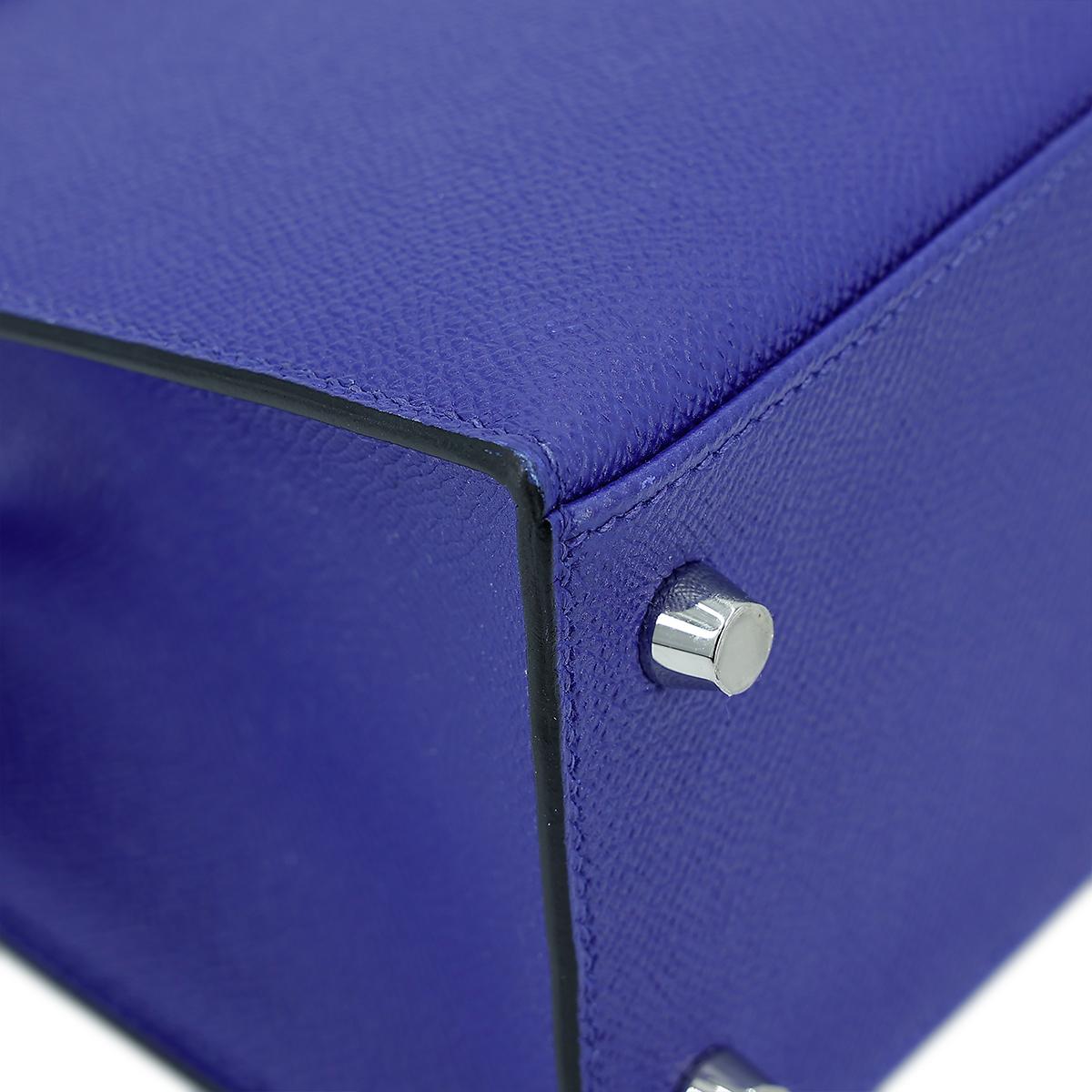HERMÈS Kelly 25 Sellier handbag in Blue Electric Epsom leather with Palladium hardware - 8
