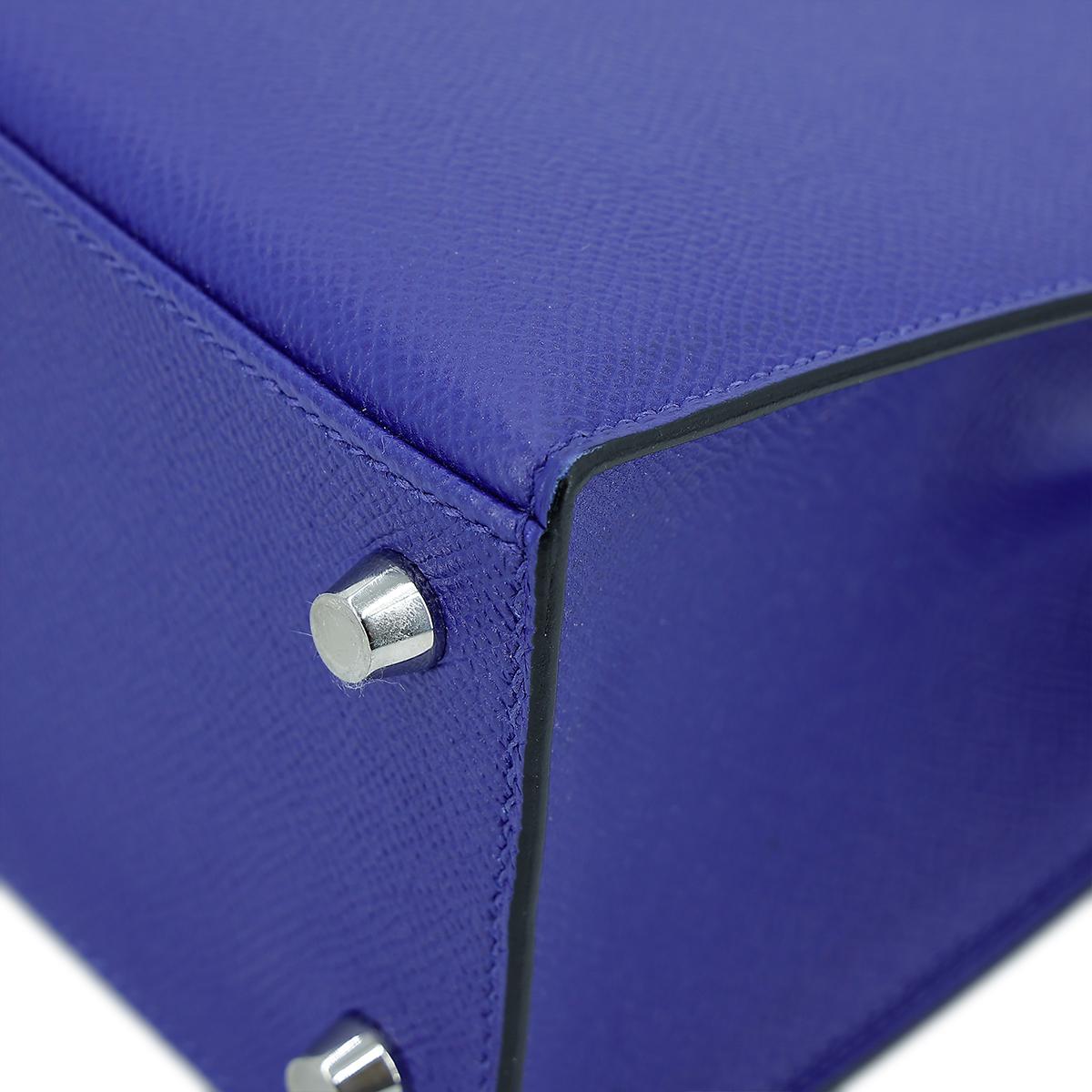 HERMÈS Kelly 25 Sellier handbag in Blue Electric Epsom leather with Palladium hardware - 9