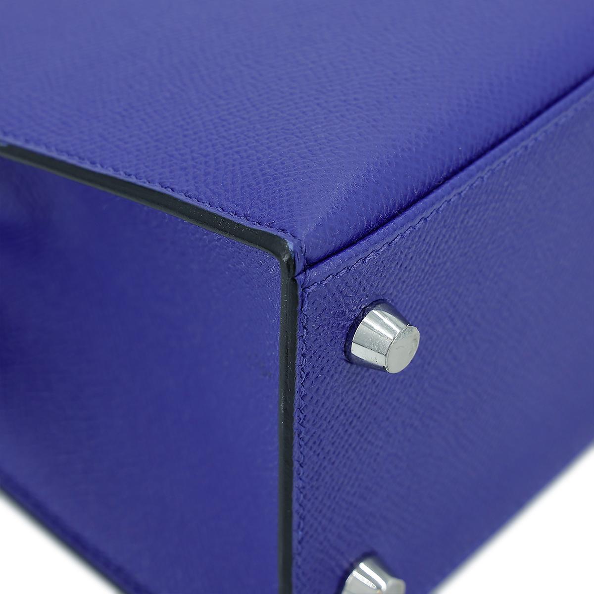 HERMÈS Kelly 25 Sellier handbag in Blue Electric Epsom leather with Palladium hardware - 10
