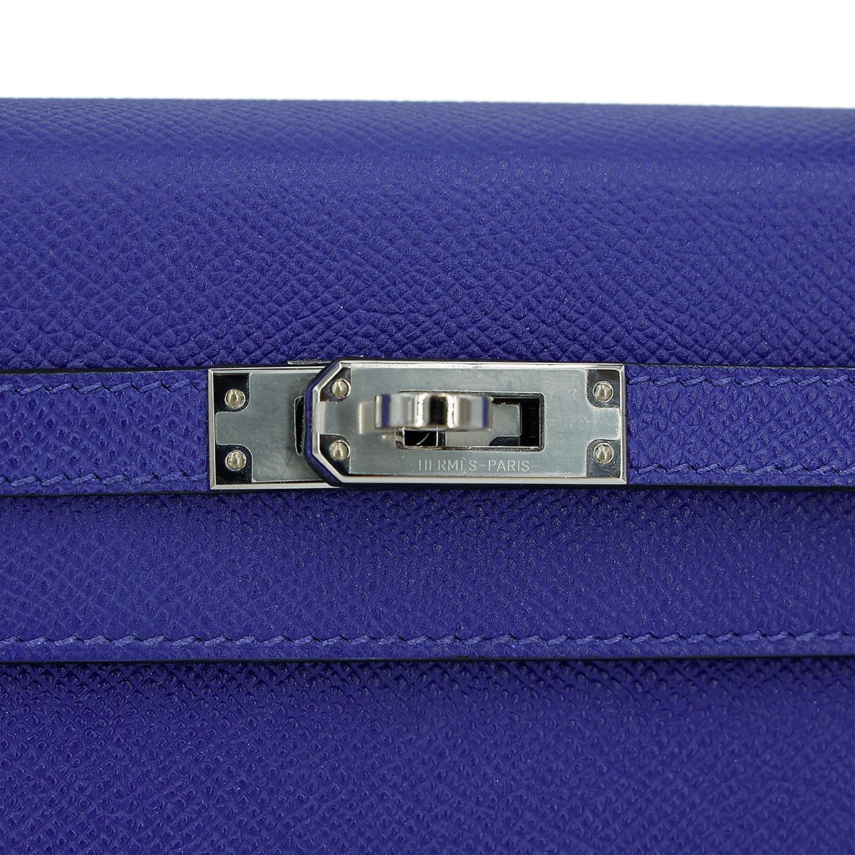 HERMÈS Kelly 25 Sellier handbag in Blue Electric Epsom leather with Palladium hardware - 12