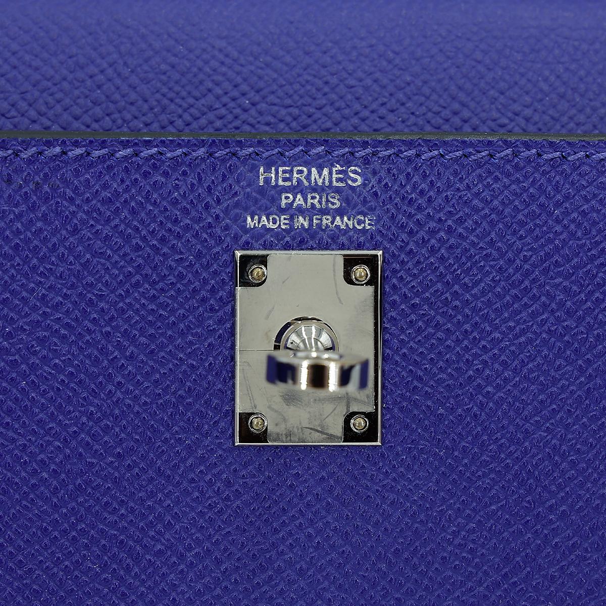 HERMÈS Kelly 25 Sellier handbag in Blue Electric Epsom leather with Palladium hardware - 15