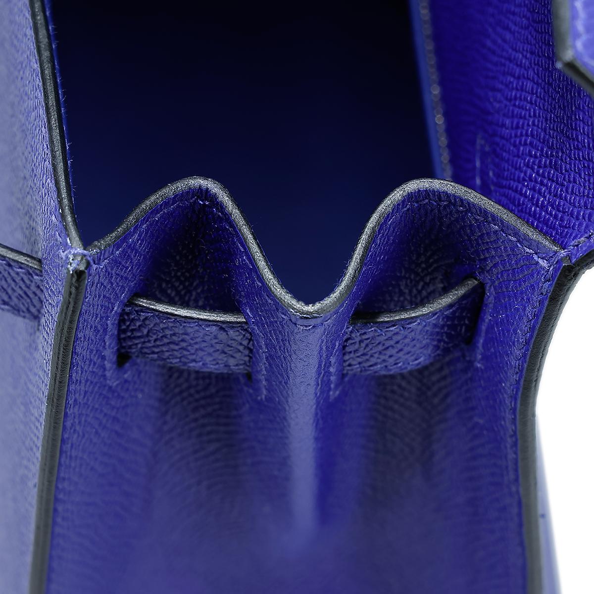 HERMÈS Kelly 25 Sellier handbag in Blue Electric Epsom leather with Palladium hardware - 18