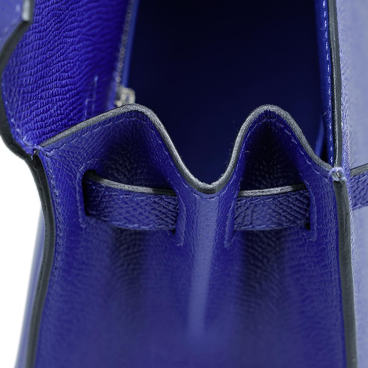 HERMÈS Kelly 25 Sellier handbag in Blue Electric Epsom leather with Palladium hardware - 17
