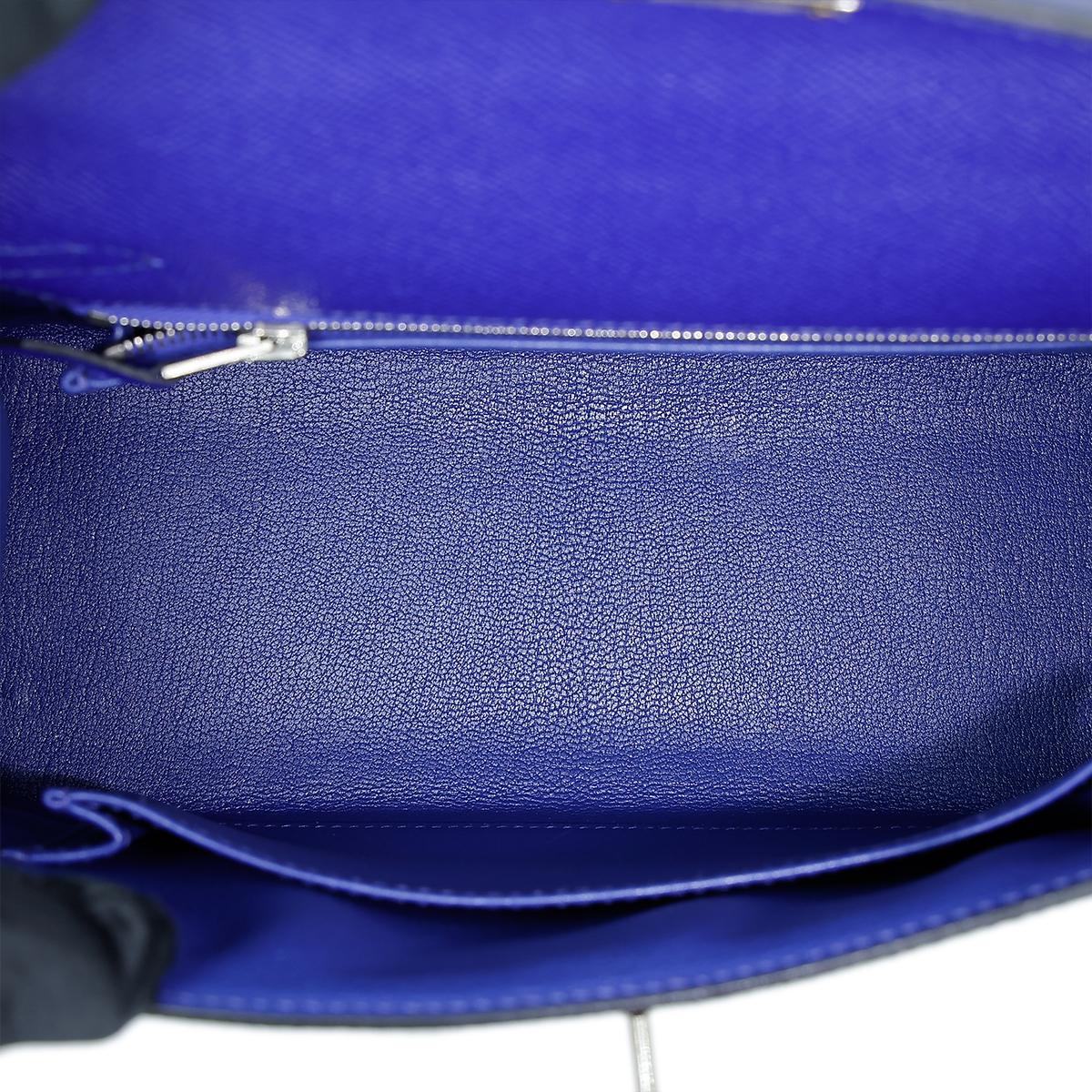 HERMÈS Kelly 25 Sellier handbag in Blue Electric Epsom leather with Palladium hardware - 16