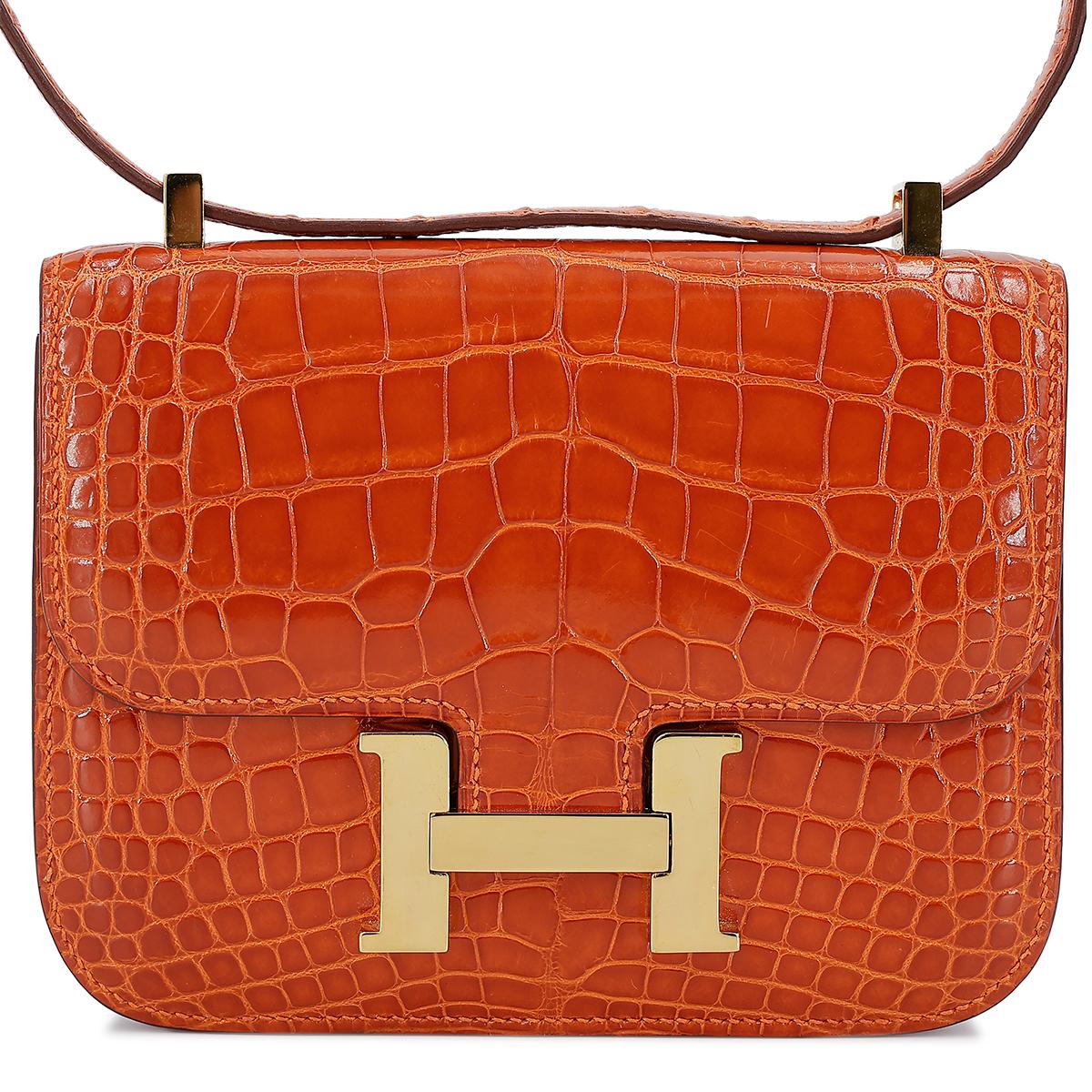 HERMÈS エルメス マイクロコンスタンス オレンジ クロコダイル アリゲーター ゴールド金具 □G刻印 - 1