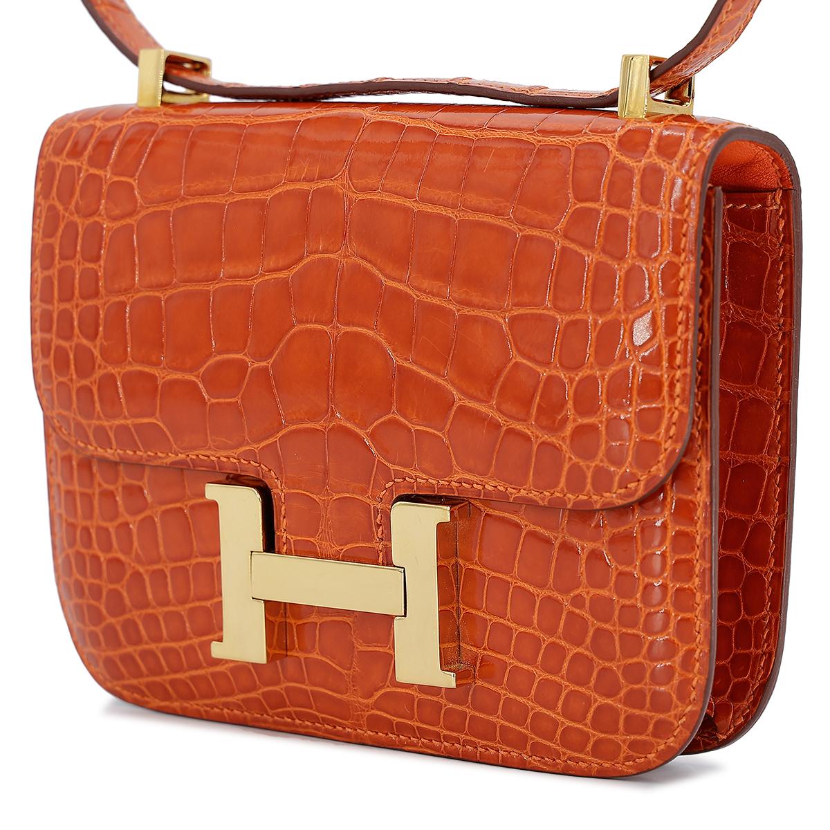 HERMÈS エルメス マイクロコンスタンス オレンジ クロコダイル アリゲーター ゴールド金具 □G刻印 - 2