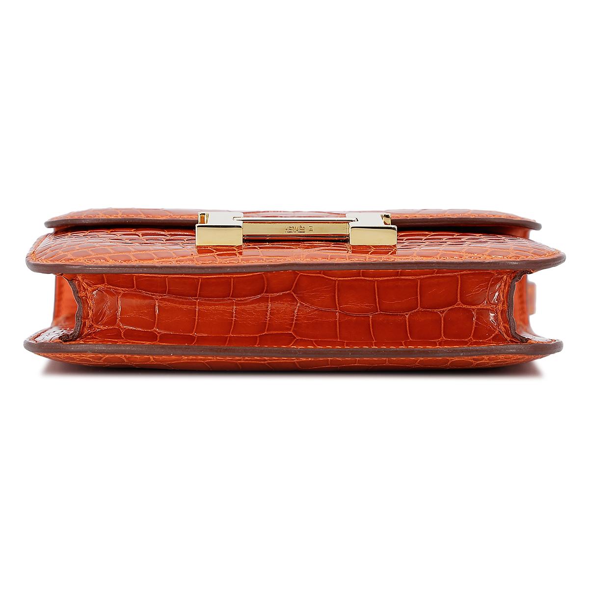 HERMÈS エルメス マイクロコンスタンス オレンジ クロコダイル アリゲーター ゴールド金具 □G刻印 - 7