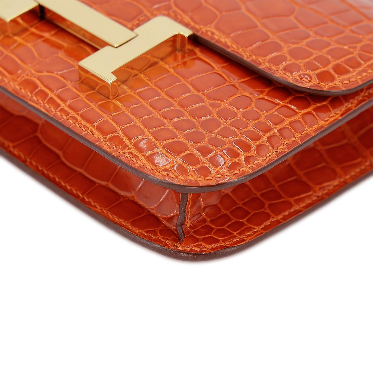 HERMÈS エルメス マイクロコンスタンス オレンジ クロコダイル アリゲーター ゴールド金具 □G刻印 - 8