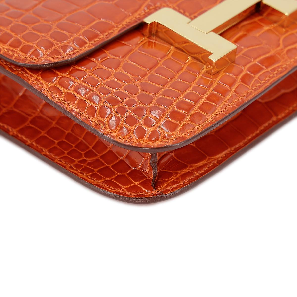 HERMÈS エルメス マイクロコンスタンス オレンジ クロコダイル アリゲーター ゴールド金具 □G刻印 - 10