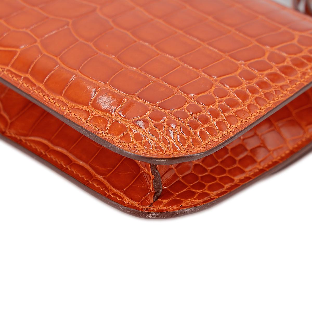 HERMÈS エルメス マイクロコンスタンス オレンジ クロコダイル アリゲーター ゴールド金具 □G刻印 - 9