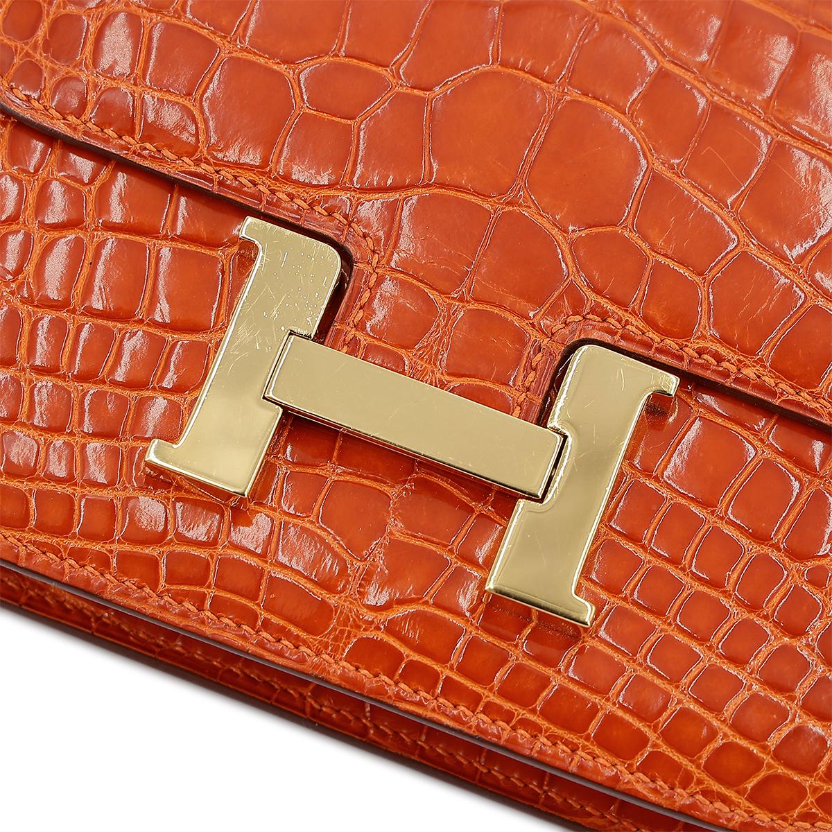 HERMÈS エルメス マイクロコンスタンス オレンジ クロコダイル アリゲーター ゴールド金具 □G刻印 - 12