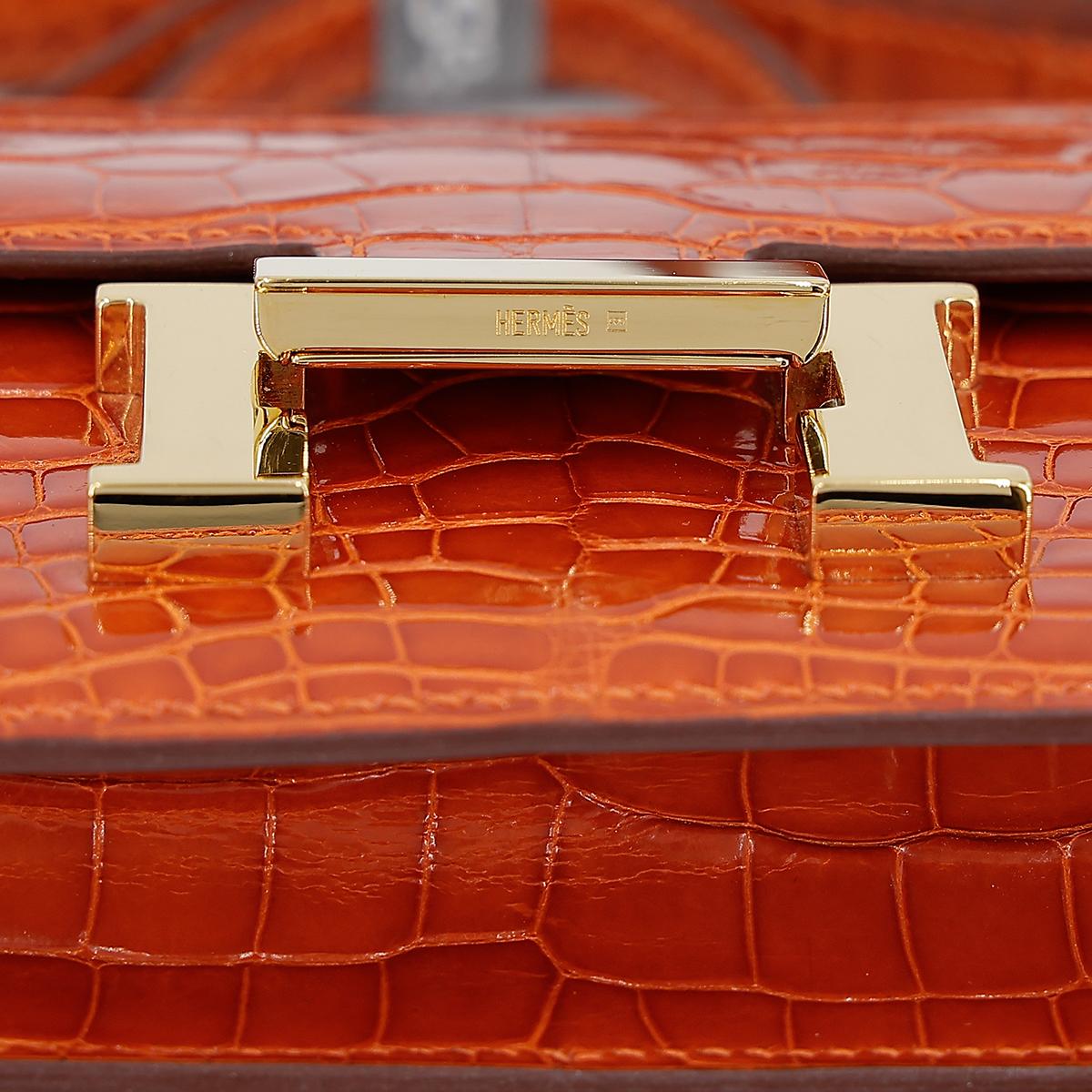 HERMÈS エルメス マイクロコンスタンス オレンジ クロコダイル アリゲーター ゴールド金具 □G刻印 - 14