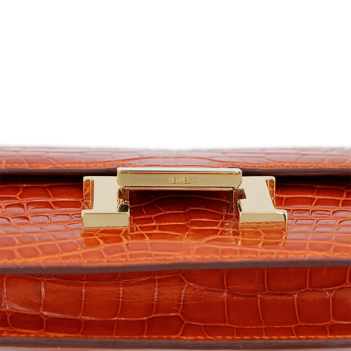 HERMÈS エルメス マイクロコンスタンス オレンジ クロコダイル アリゲーター ゴールド金具 □G刻印 - 13