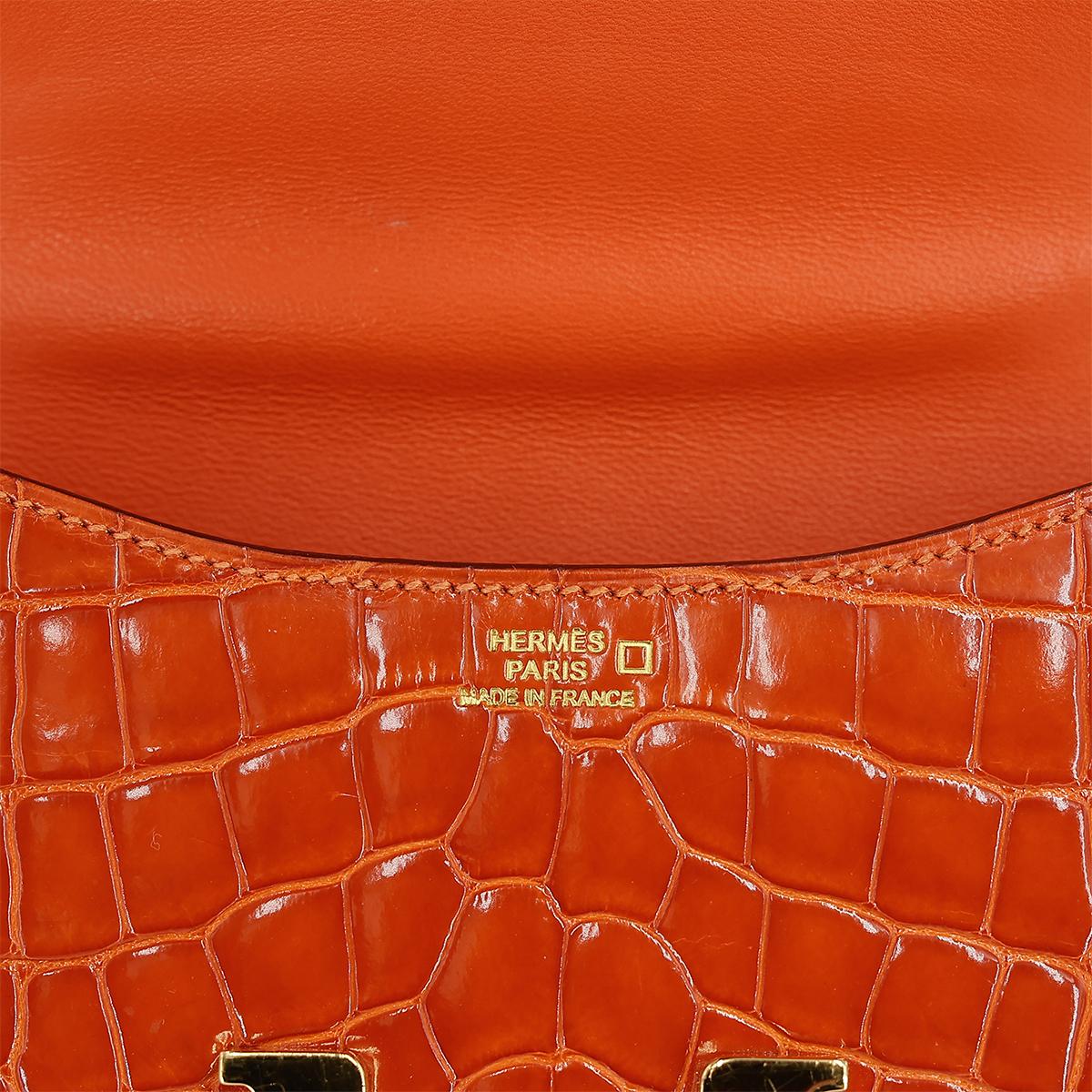 HERMÈS エルメス マイクロコンスタンス オレンジ クロコダイル アリゲーター ゴールド金具 □G刻印 - 15