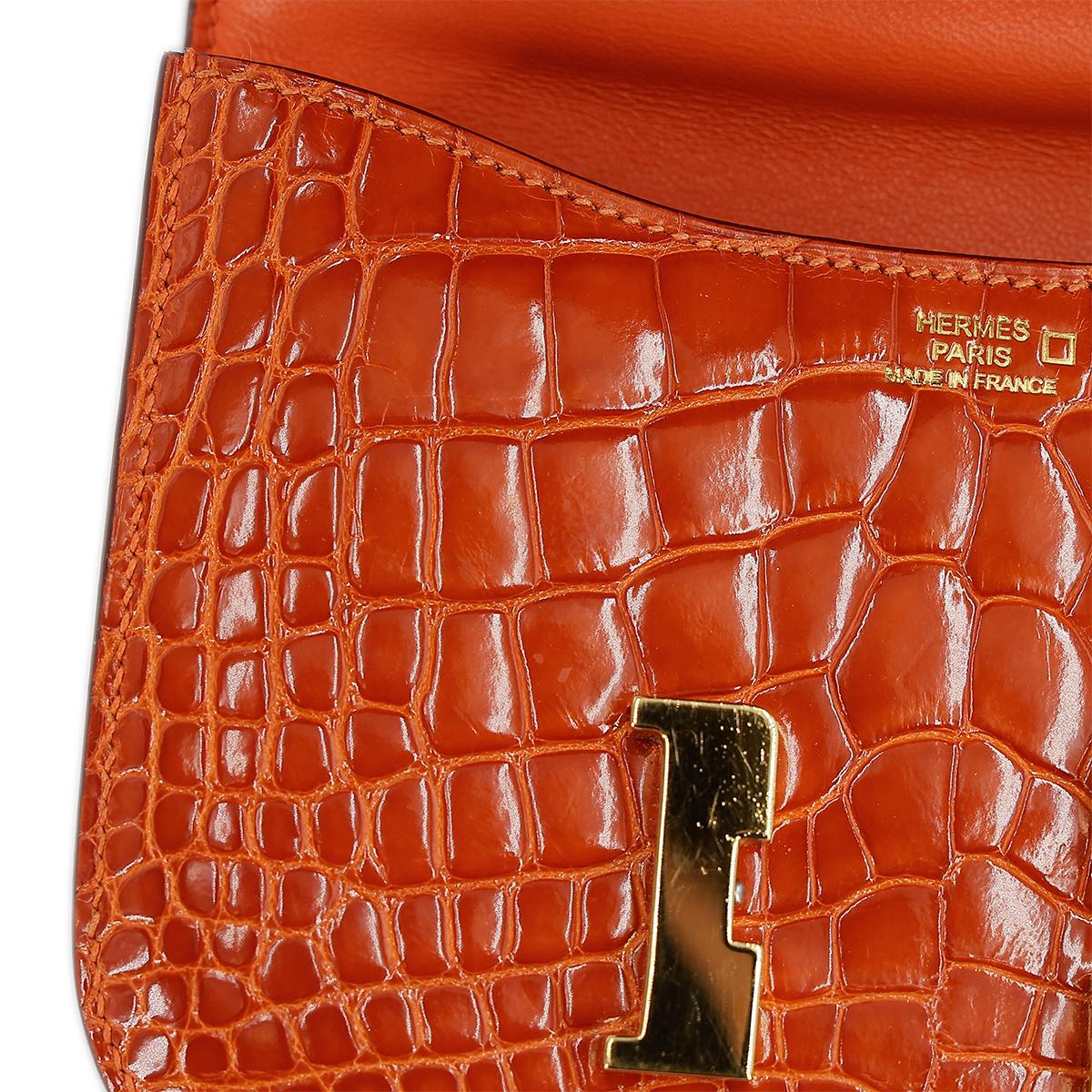 HERMÈS エルメス マイクロコンスタンス オレンジ クロコダイル アリゲーター ゴールド金具 □G刻印 - 16