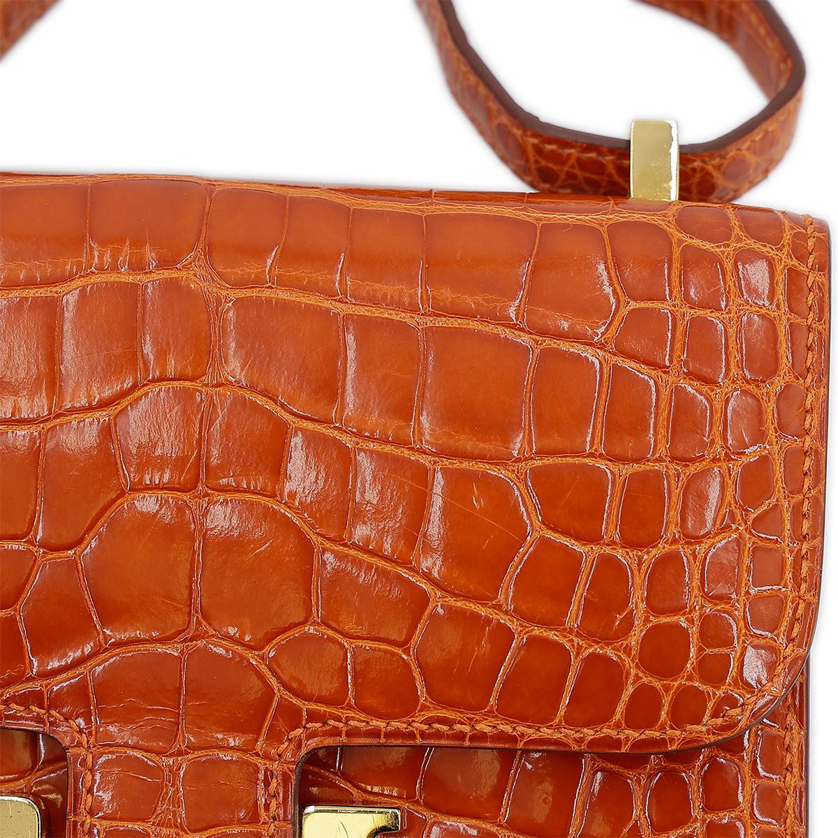 HERMÈS エルメス マイクロコンスタンス オレンジ クロコダイル アリゲーター ゴールド金具 □G刻印 - 17