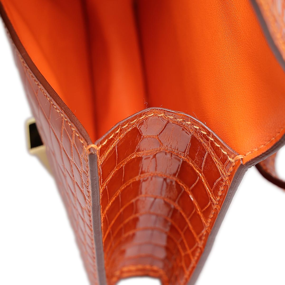 HERMÈS エルメス マイクロコンスタンス オレンジ クロコダイル アリゲーター ゴールド金具 □G刻印 - 22