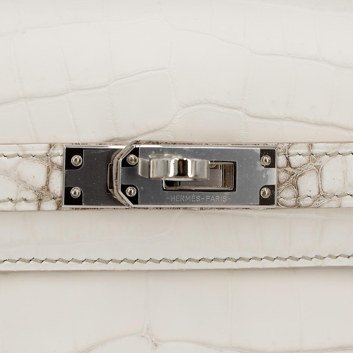 Brand New ( Rank N ) HERMÈS Kelly 25 Himalaya Matte Niloticus Crocodile Palladium hardware U (2022) - 12