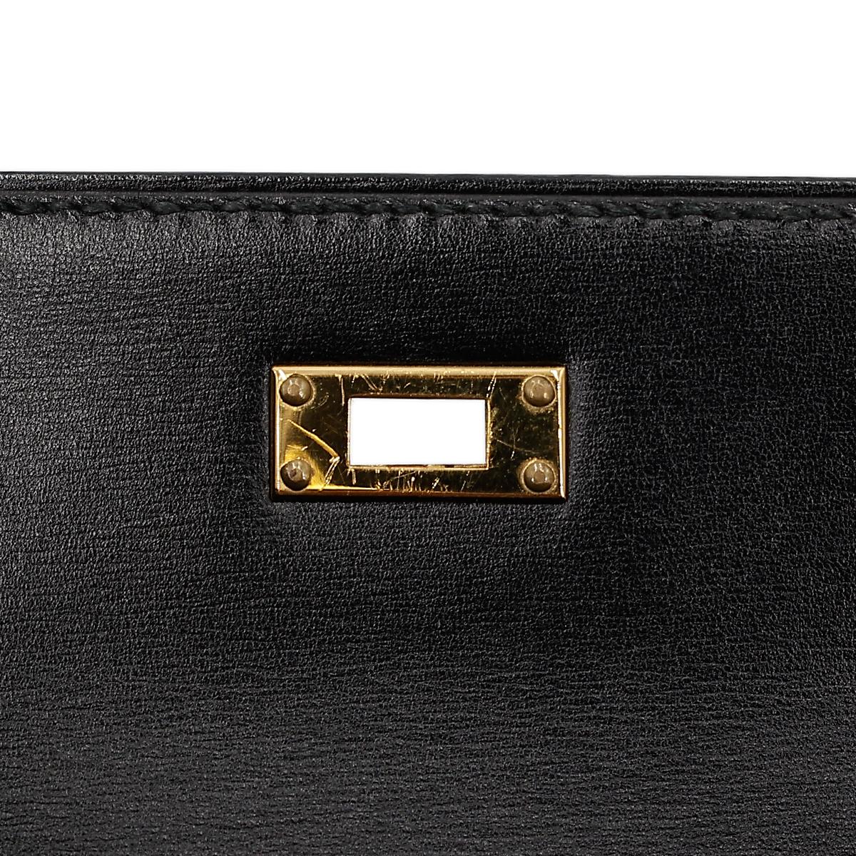 Very Good ( Rank A) HERMÈS Mini Mini Kelly Black (89) Porosus Crocodile Gold hardware Circle V (1992) - 20