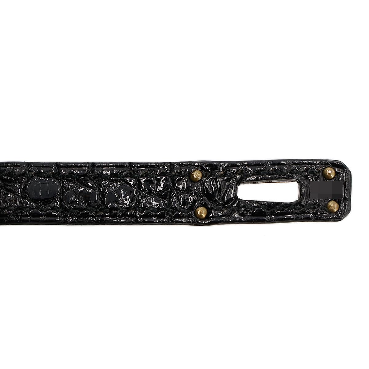 Very Good ( Rank A) HERMÈS Mini Mini Kelly Black (89) Porosus Crocodile Gold hardware Circle V (1992) - 22
