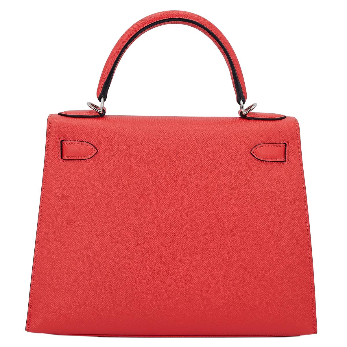 HERMÈS Limited Edition Letter Kelly 28 Kelly Graphie M handbag in Capucine, Jaune Ambre and Blue Obscur Epsom leather, Chevre leather and Sombrero leather with Palladium hardware - 3