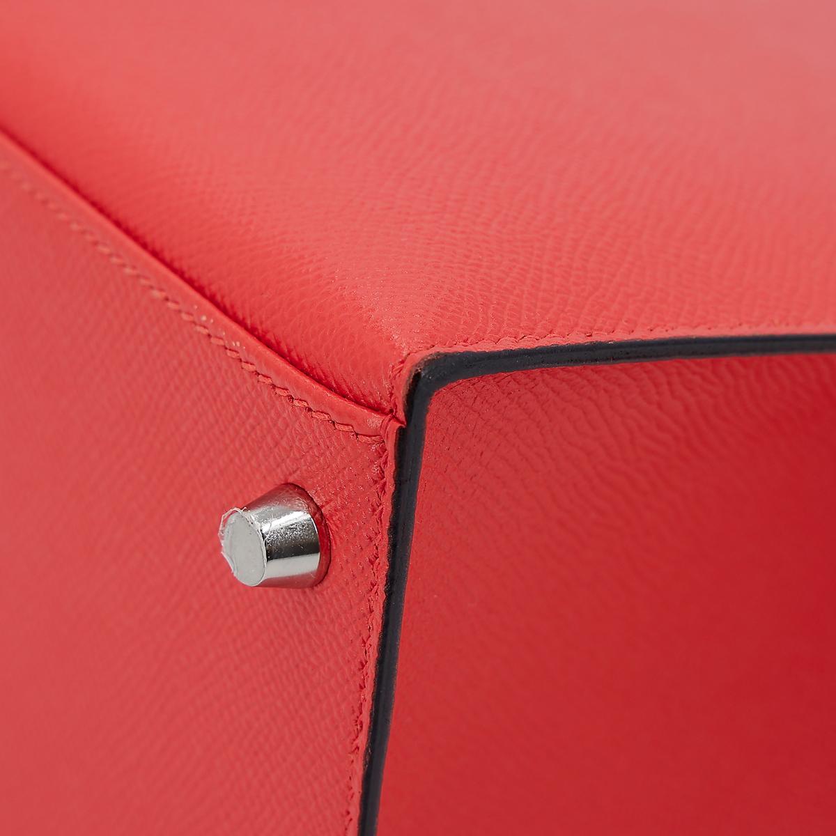 HERMÈS Limited Edition Letter Kelly 28 Kelly Graphie M handbag in Capucine, Jaune Ambre and Blue Obscur Epsom leather, Chevre leather and Sombrero leather with Palladium hardware - 13