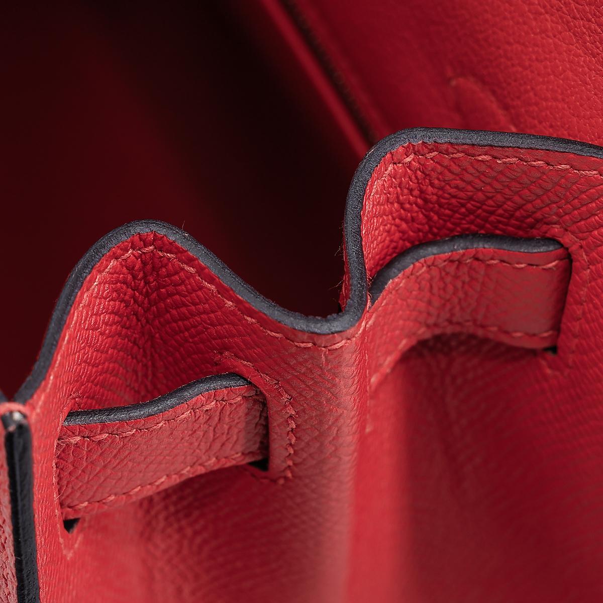 HERMÈS Limited Edition Letter Kelly 28 Kelly Graphie M handbag in Capucine, Jaune Ambre and Blue Obscur Epsom leather, Chevre leather and Sombrero leather with Palladium hardware - 20